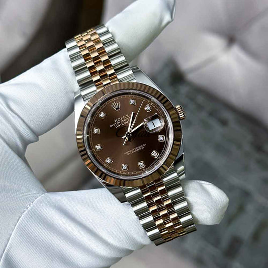 Datejust 41 Chocolate with Diamond-set Jubilee, Oystersteel and Eversose gold, 126331